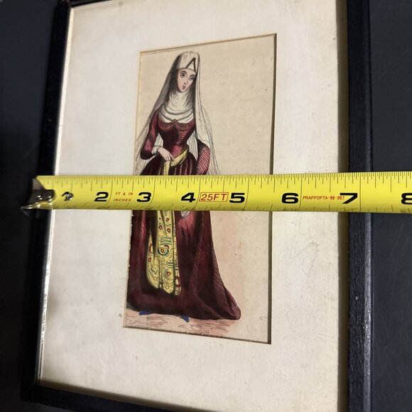 Antique Dark Thin Oak Mission Arts & Crafts Frame W/ Fashionable Woman 9x7” - Picture 8 of 8